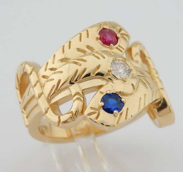 Zware 14k Gouden Ring Slangring Herenring Slangenring maat 21 - Afbeelding 2