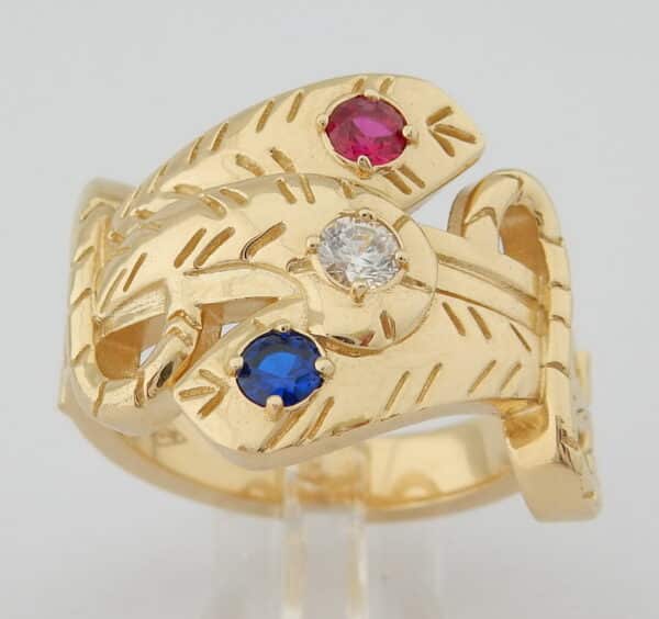 Zware 14k Gouden Ring Slangring Herenring Slangenring maat 21