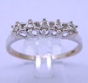 14 karaat Wit Gouden Alliance Rij-Ring Ring Ring 5 Diamanten