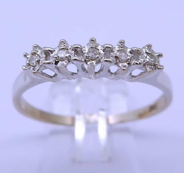 14 karaat Wit Gouden Alliance Rij-Ring Ring Ring 5 Diamanten