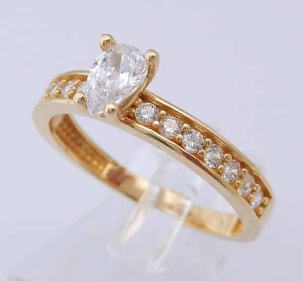 14 karaat Gouden Alliance Ring Zirconia Briljantjes M17.75 - Afbeelding 3