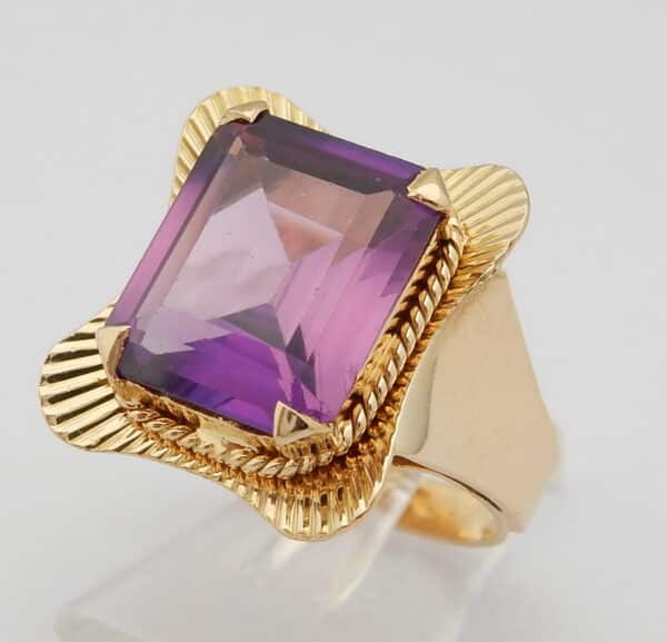 Prachtige 18 karaat Gouden Ring met Amethist edelsteen M16 - Afbeelding 3