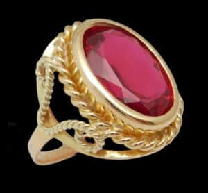 Antieke 18 karaat Gouden Ring Jugendstil Damesring Robijn