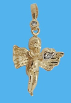 14k Gouden Engel Engelbewaarder Kettinghanger Hanger Hart