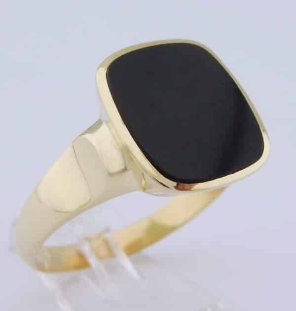 Grote en Zware 14 karaat Gouden Herenring Onyx Edelsteen - Afbeelding 2