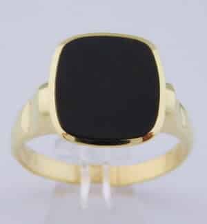 Grote en Zware 14 karaat Gouden Herenring Onyx Edelsteen