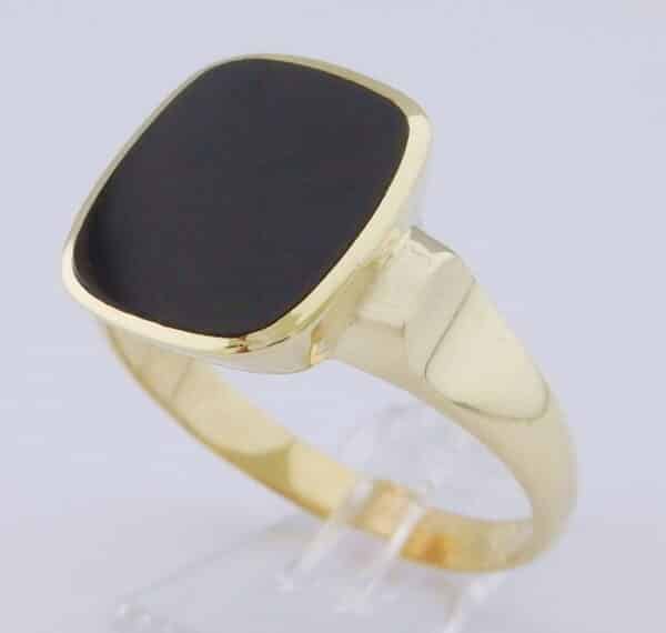 Grote en Zware 14 karaat Gouden Herenring Onyx Edelsteen - Afbeelding 3