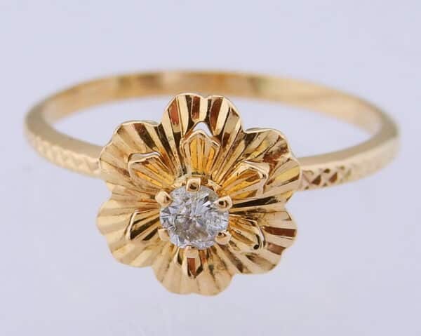 18 karaat Gouden Ring Solitair Damesring 0.15crt Diamant - Afbeelding 2