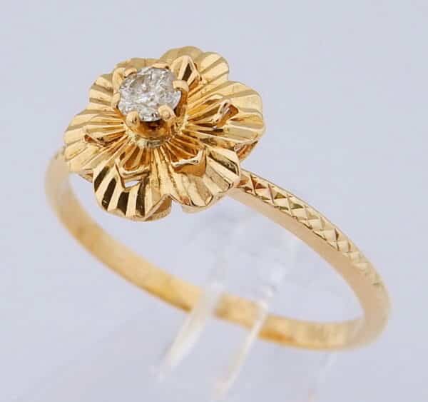 18 karaat Gouden Ring Solitair Damesring 0.15crt Diamant - Afbeelding 3