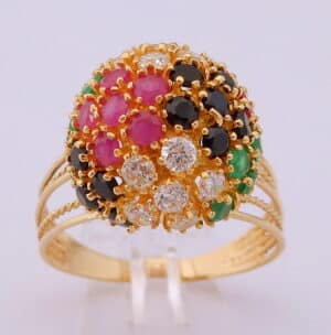 Grote 18 karaat Gouden Ring Damesring met Edelstenen M19