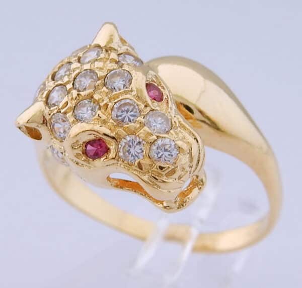 Grote zware 18 karaat Gouden Ring Panterring Panter M20