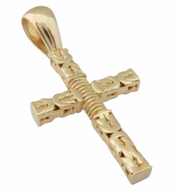 Zwaar 18 karaat Gouden Kruis Koningsschakel Ketting - hanger - Afbeelding 2