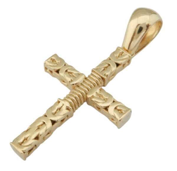 Zwaar 18 karaat Gouden Kruis Koningsschakel Ketting - hanger - Afbeelding 3