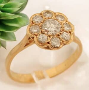 24 karaat Gouden Entourage Ring Damesring 1.20 crt Diamanten