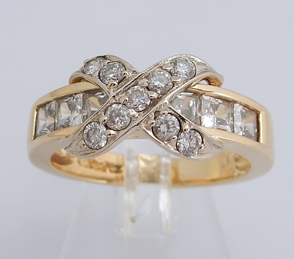 Brede 14 karaat Gouden Ring Baguette Damesring M17