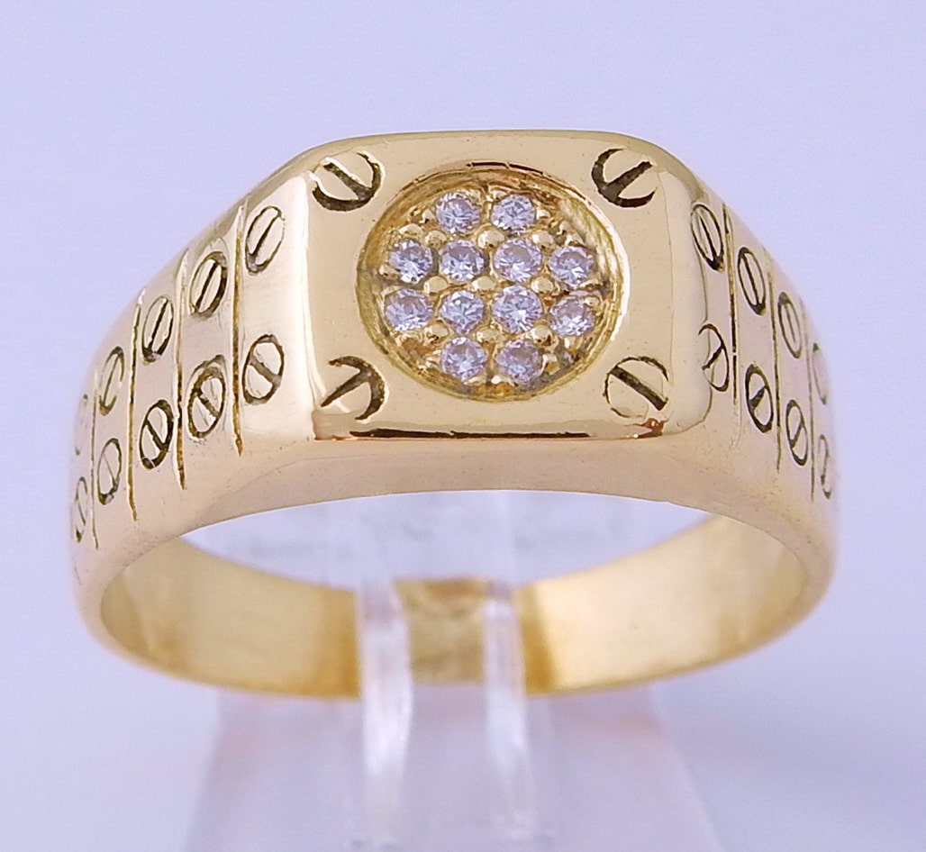18 karaat Gouden Cartier Ring Herenring Pinkring 12x Diamant