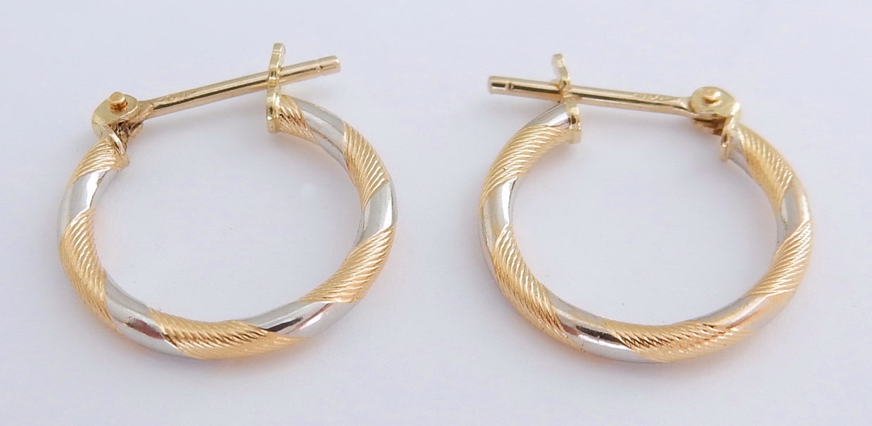 Kleine 18 karaat Gouden Bicolor Creool Oorbellen Oorringen