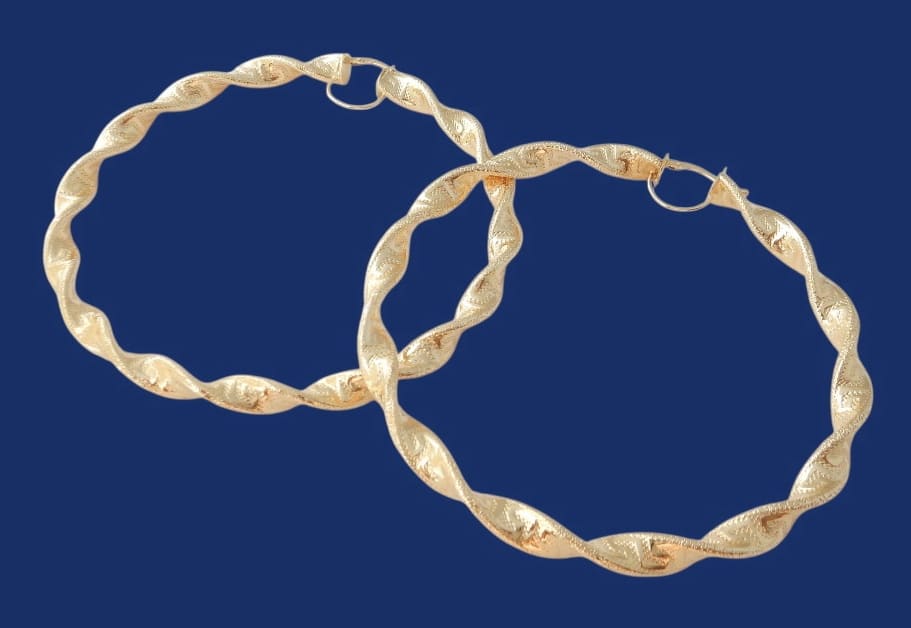 Grote 14 karaat Gouden Oorbellen -Creolen 11.6 cm - Afbeelding 2