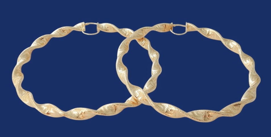 Grote 14 karaat Gouden Oorbellen -Creolen 11.6 cm - Afbeelding 3